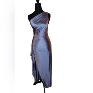 OYS One-Shoulder Satin Maxi Dress | Lilac | Size Small | NWOT